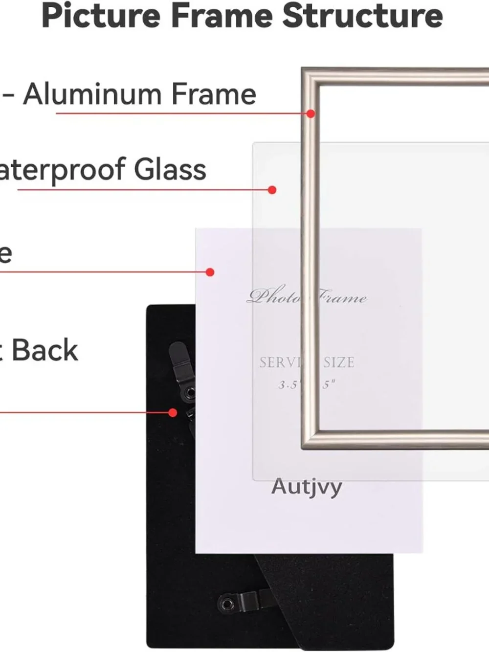 Picture Frames, Metal & Glass Photo Frames, Champagne Silver, 4